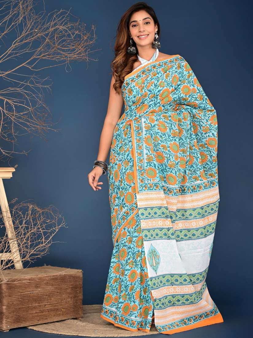 Buy KALINI Floral Pure Cotton Saree Sarees for Women 27541496 Myntra