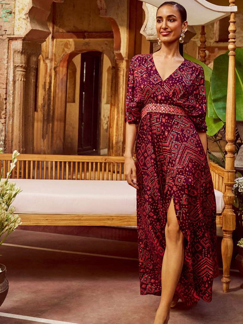 Global desi red maxi dress clearance