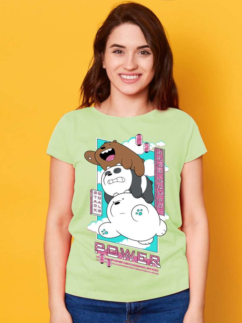 Buy Minute Mirth We Bare Bears Printed Round Neck Short Sleeves Cotton T shirt Tshirts for Women 27552588 Myntra