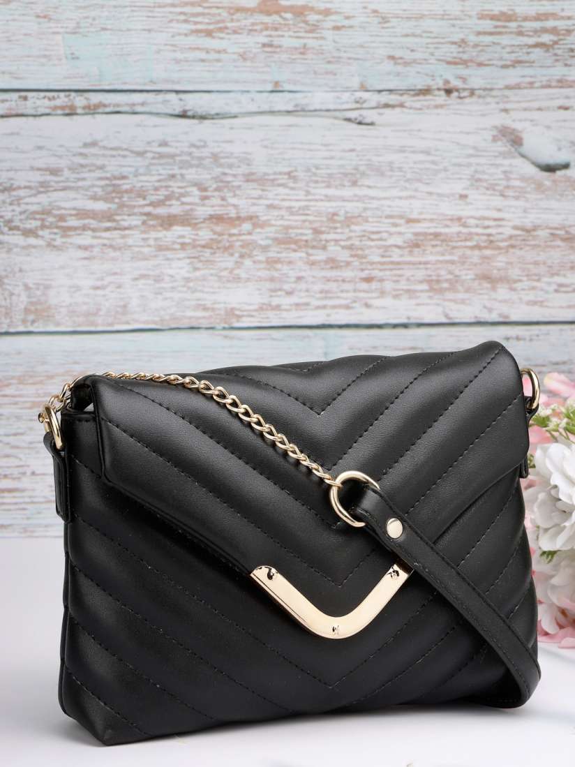 Buy DressBerry Black Textured Structured Sling Bag Handbags for Women 27558924 Myntra