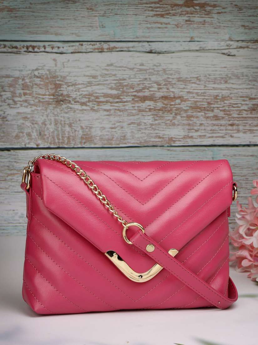 Buy DressBerry Pink Textured Structured Sling Bag Handbags for Women 27558946 Myntra