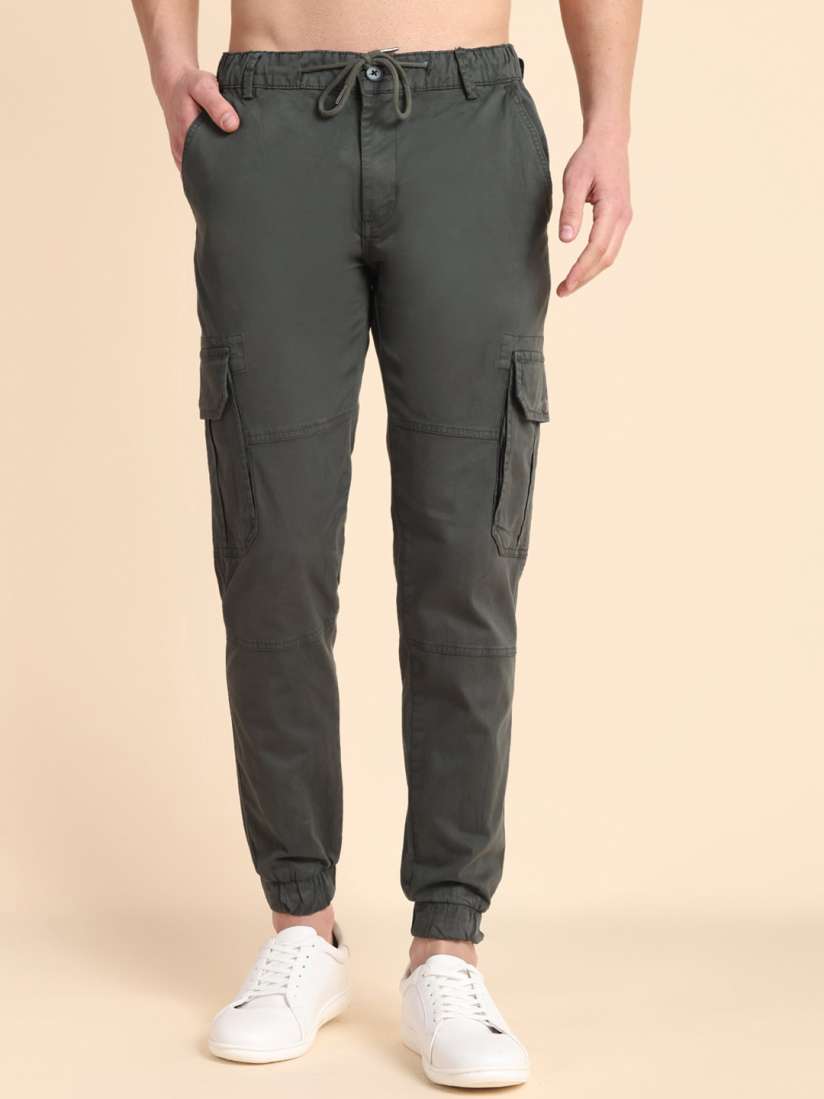 Buy TOMHIDDLE Men Tailored Mid Rise Pure Cotton Cargo Joggers Trousers for Men 27562692 Myntra