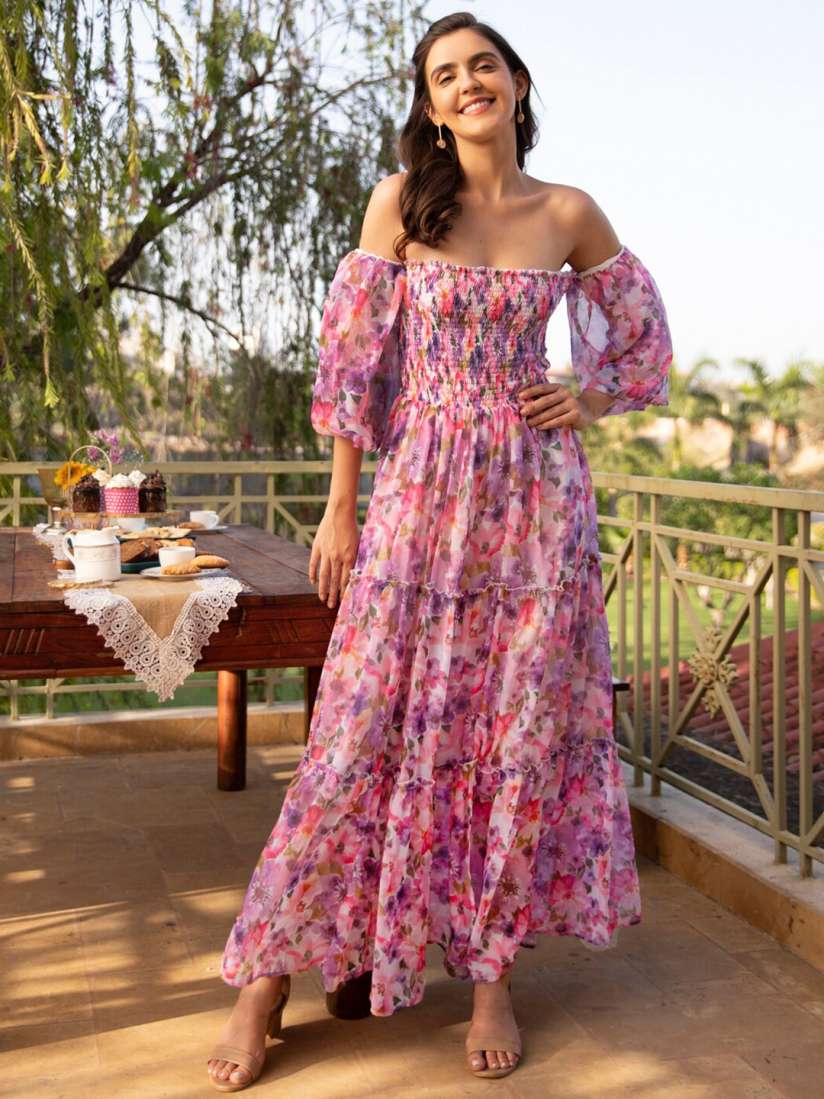 Off shoulder dress myntra on sale