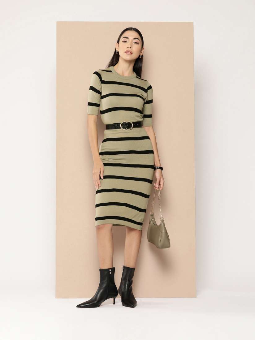 Buy Chemistry Pure Acrylic Striped Midi Winter Dress Dresses for Women 27566120 Myntra