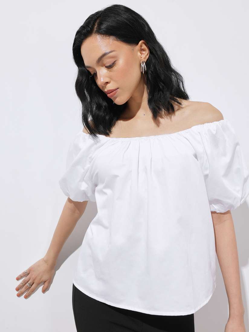White off the shoulder peasant top new arrivals