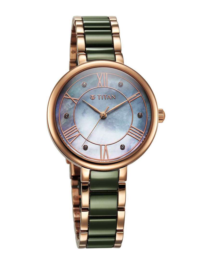 Titan mother of pearl dial analog watch best sale