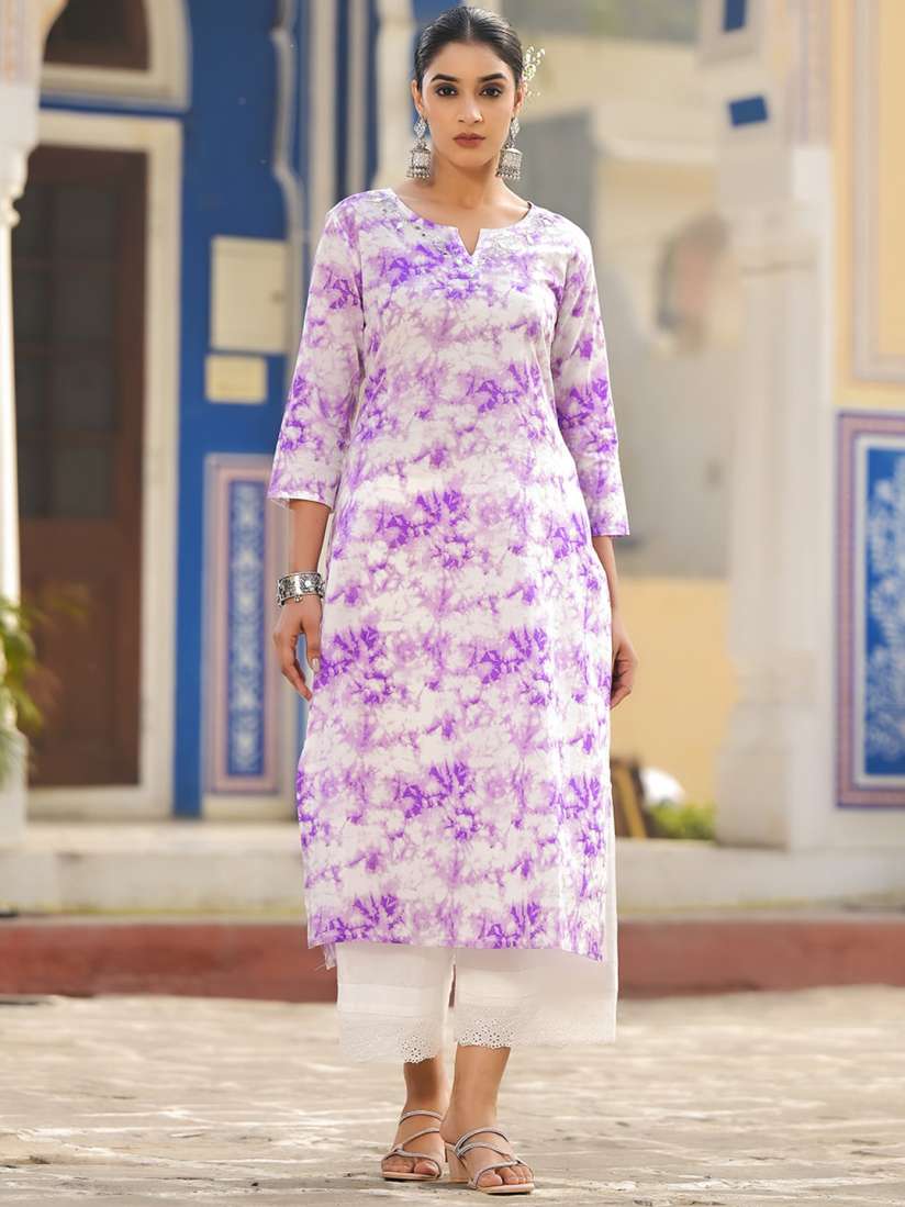 Buy Varanga Women Shibori Tie Dye Gota Patti Work Straight Kurta Kurtas for Women 27588782 Myntra