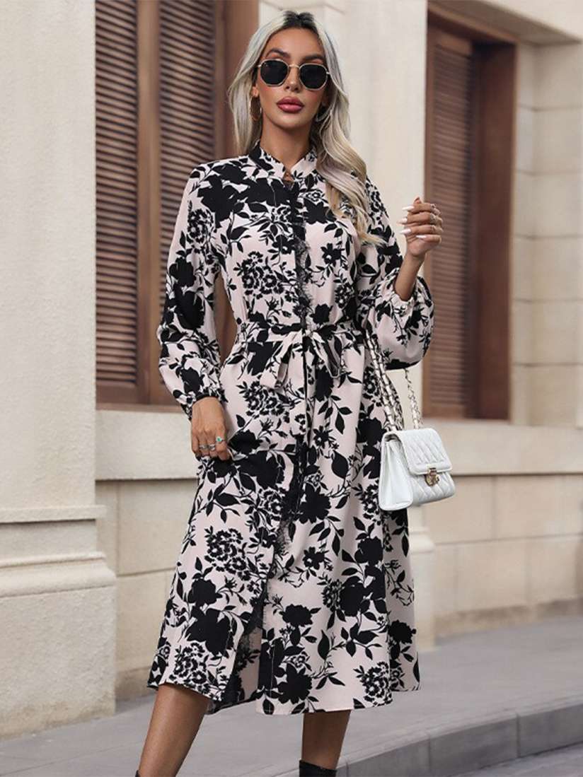Floral shirt midi dress outlet