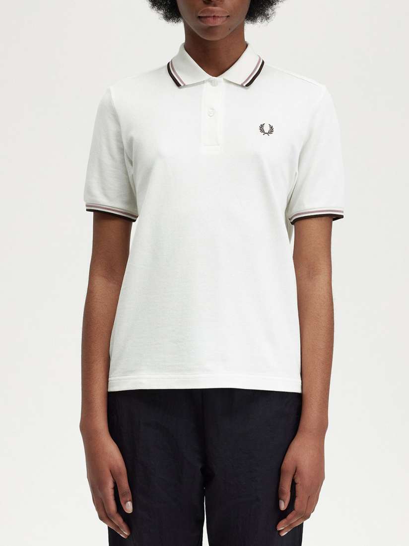 Womens white fred perry polo shirt discount