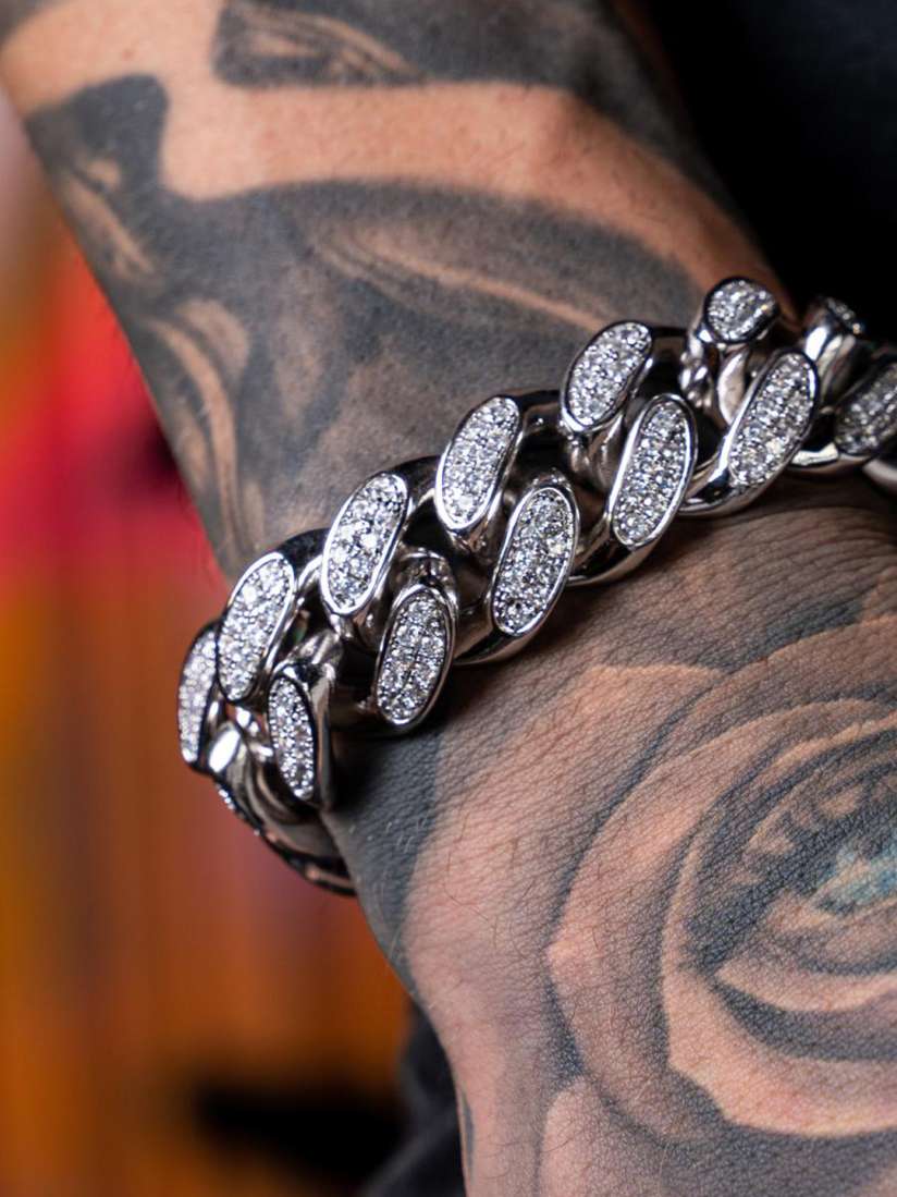 Mens cubic zirconia bracelet top