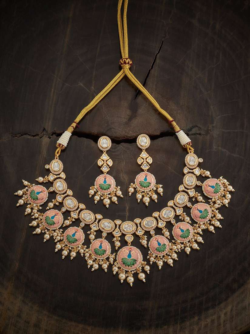 Buy Kushal s Fashion Jewellery Kundan Studded Beaded Jewellery Set Jewellery Set for Women 27603328 Myntra