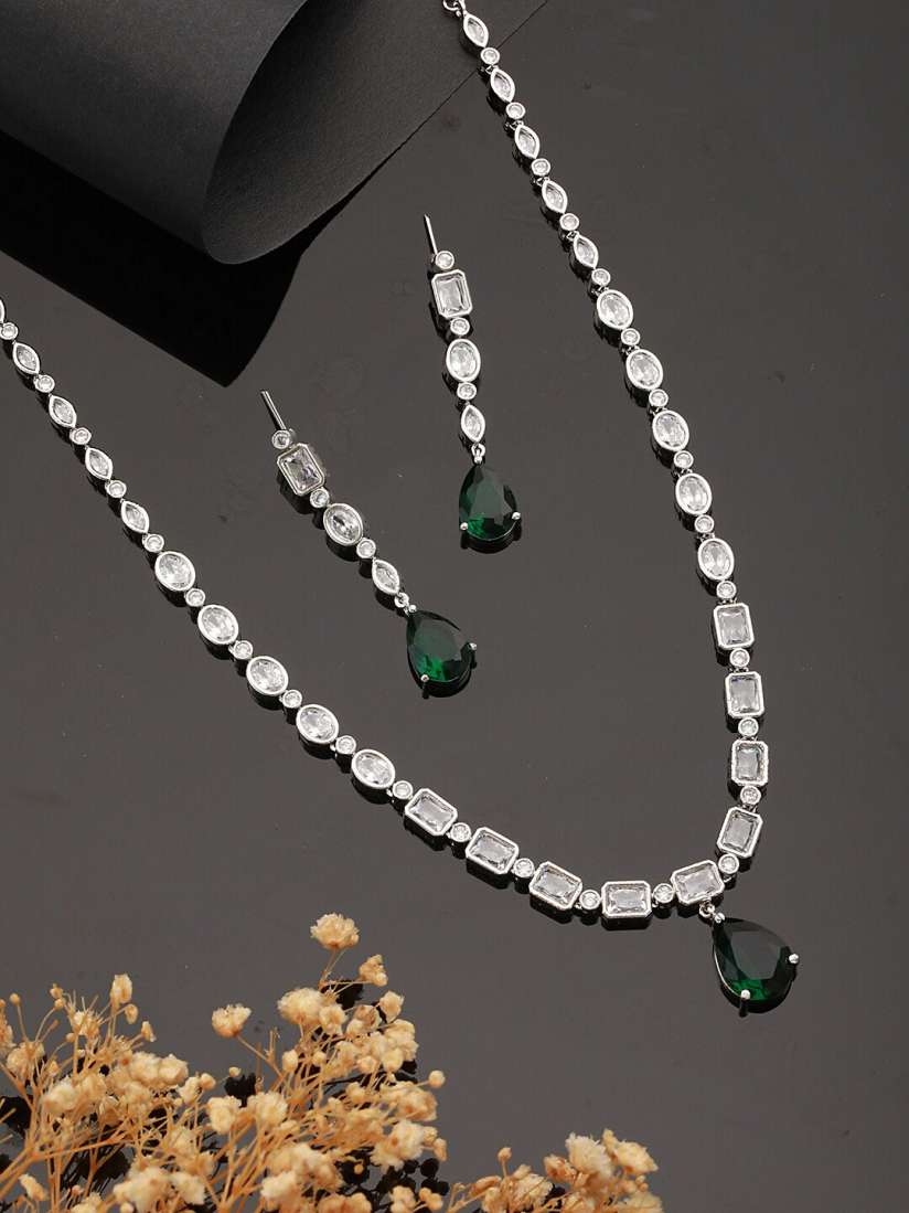 Buy Saraf RS Jewellery Cubic Zirconia Emerald Studded Jewellery Set Jewellery Set for Women 27608028 Myntra