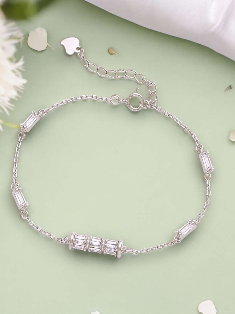 Buy Taraash 92.5 Sterling Silver Cubic Zirconia Studded Link Bracelet Bracelet for Women 27611516 Myntra
