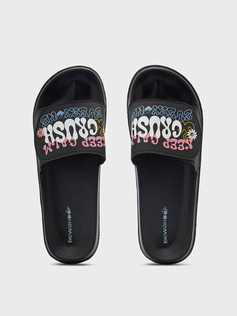 Buy Bewakoof Women Crush Everyone Printed Rubber Sliders Flip Flops for Women 27611526 Myntra