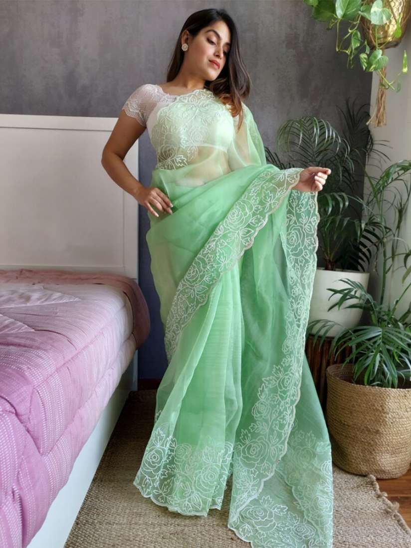 Myntra green saree online