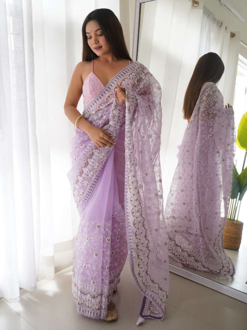 Buy K 5 Fashion Ethnic Motifs Embroidered Organza Saree Sarees for Women 27612612 Myntra