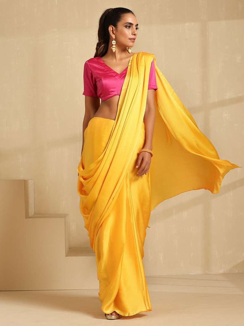 Myntra yellow saree outlet