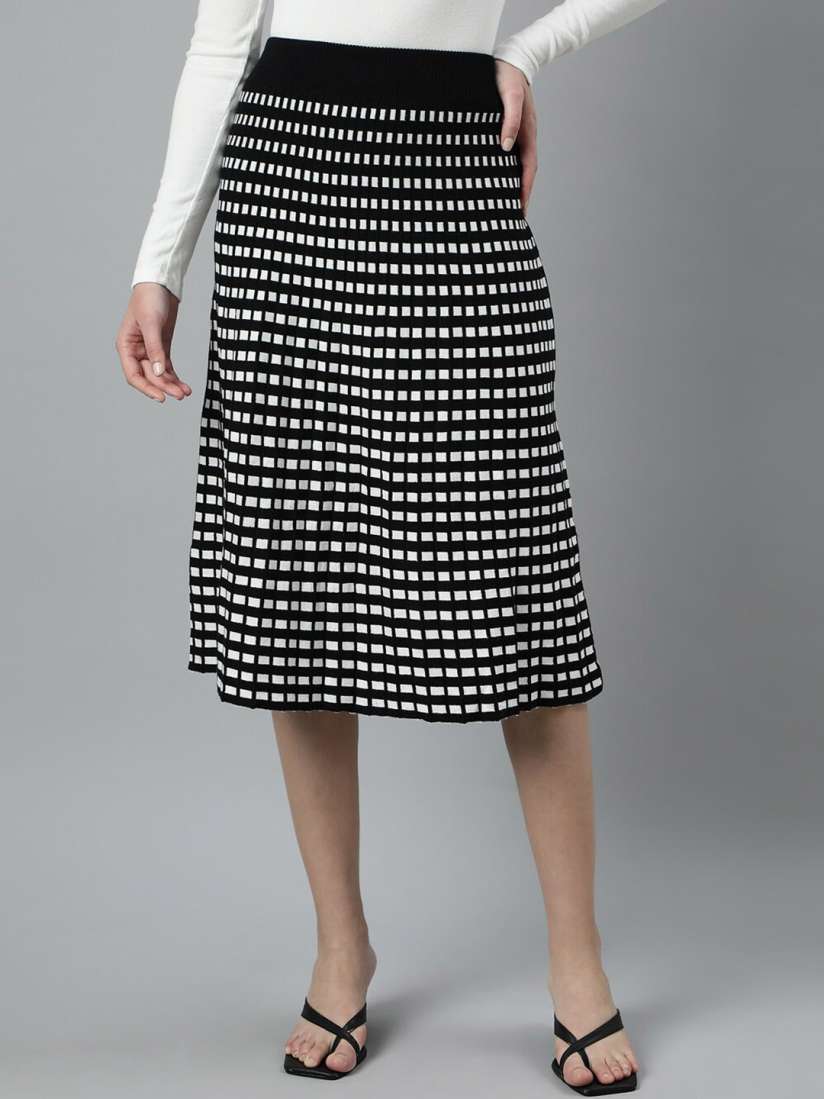 Buy SHOWOFF Geometric Self Design Pencil Midi Skirt Skirts for Women 27626462 Myntra