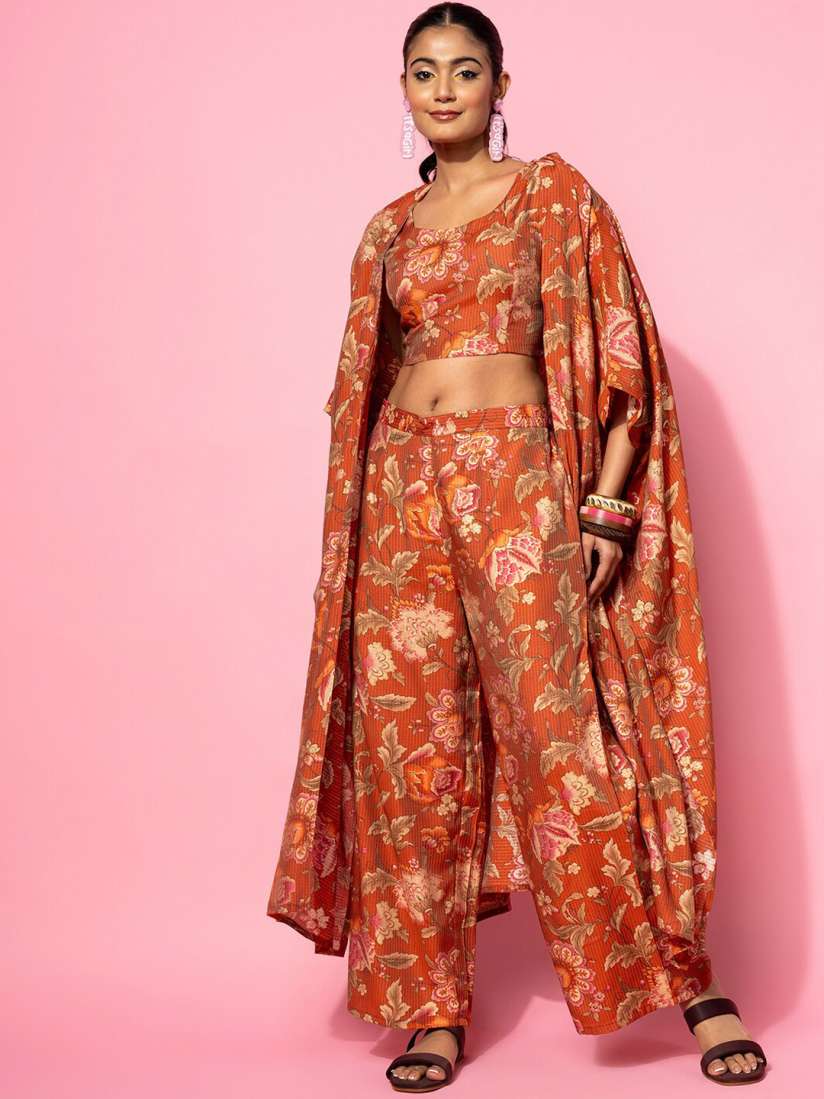 Crop top palazzo with jacket myntra store