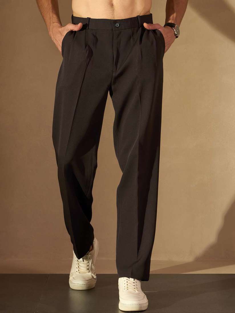Buy DENNISON Men Baggy Fit Pleated Trousers Trousers for Men 27628228 Myntra