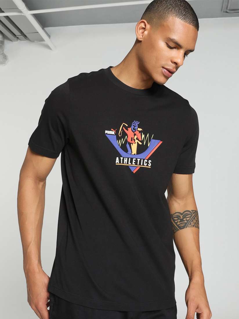 Buy Puma Graphics PUMA Athletics Printed Cotton T shirt Tshirts for Men 27634714 Myntra