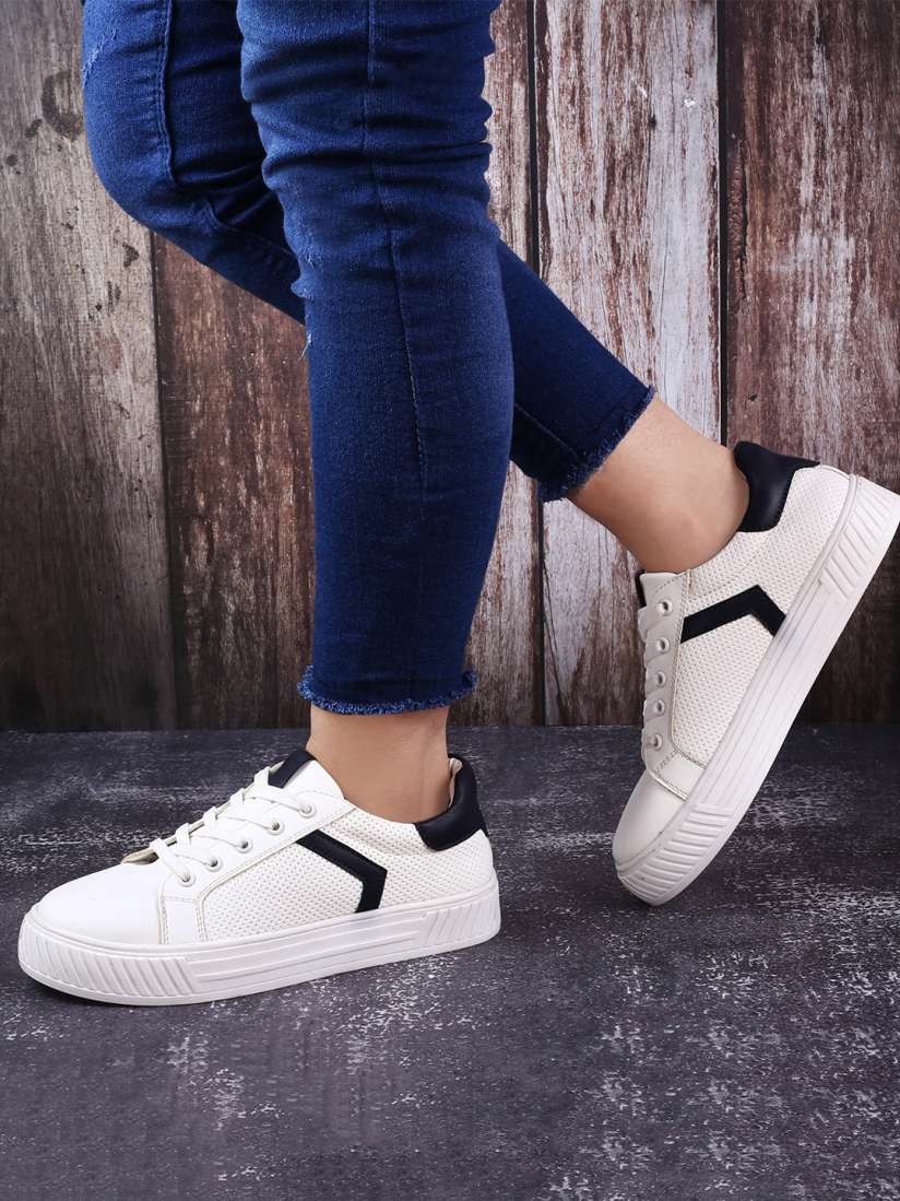 White round toe sneakers top