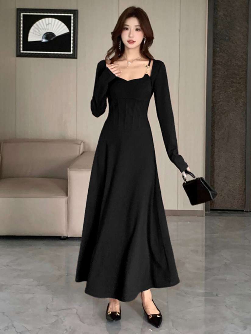 Buy KPOP Black Fit Flare Maxi Dress Dresses for Women 27642402 Myntra