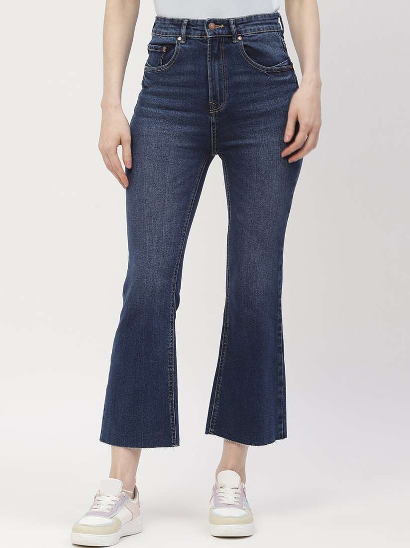 Buy Madame Women Flared Light Fade Cotton Cropped Jeans Jeans for Women 27645286 Myntra