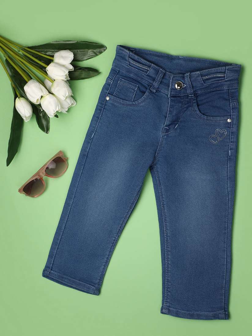 Denim capris for girls top