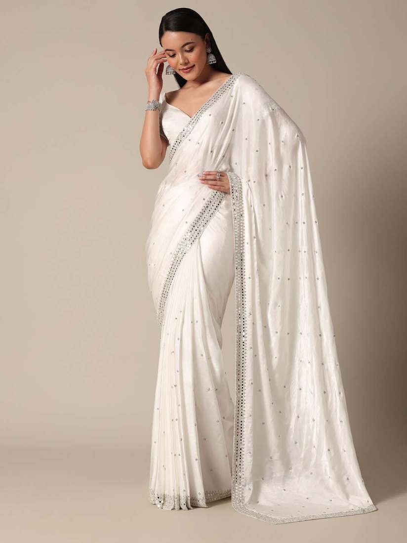 Buy KALKI Fashion Embellished Mirror Work Organza Saree Sarees for Women 27650322 Myntra