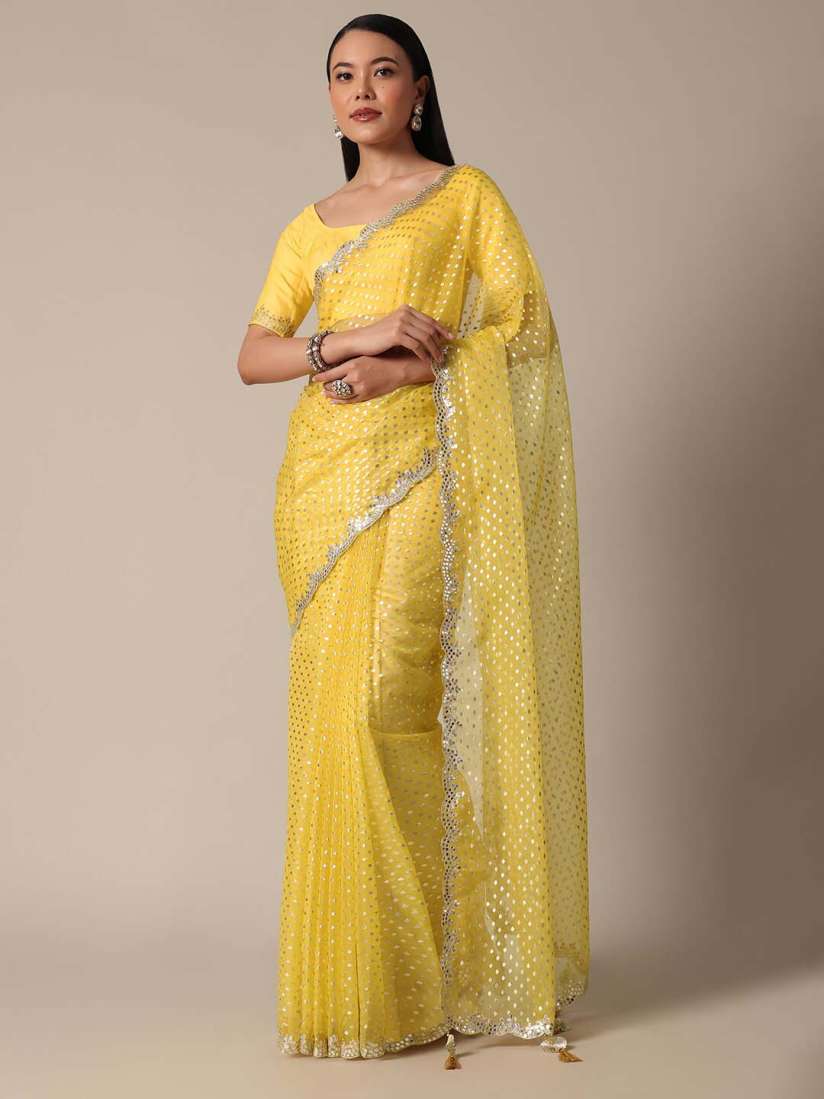 Buy KALKI Fashion Embellished Mirror Work Satin Saree Sarees for Women 27650326 Myntra