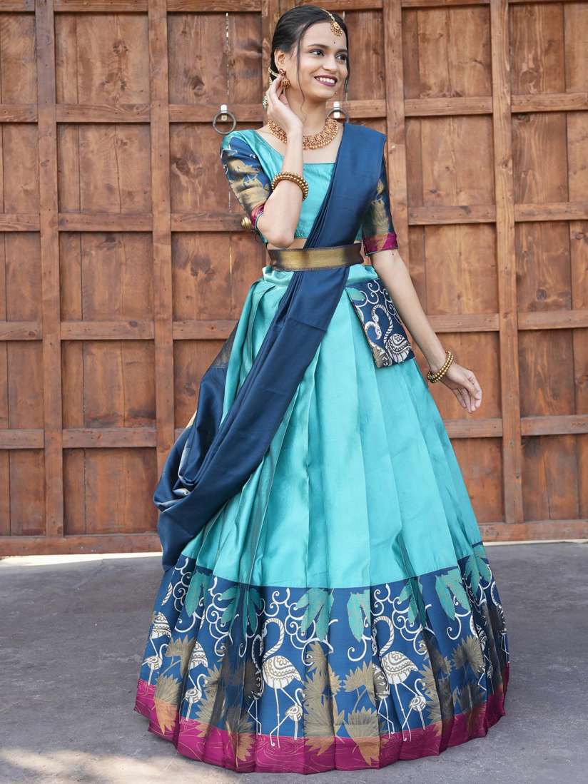 Buy Fabcartz Woven Design Semi Stitched Lehenga Unstitched Blouse With Dupatta Lehenga Choli for Women 27662380 Myntra