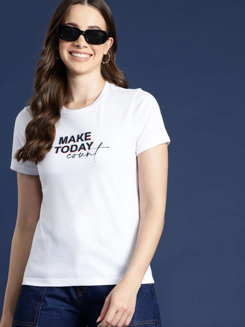 Buy Mast Harbour Typography Printed T shirt Tshirts for Women 27665686 Myntra