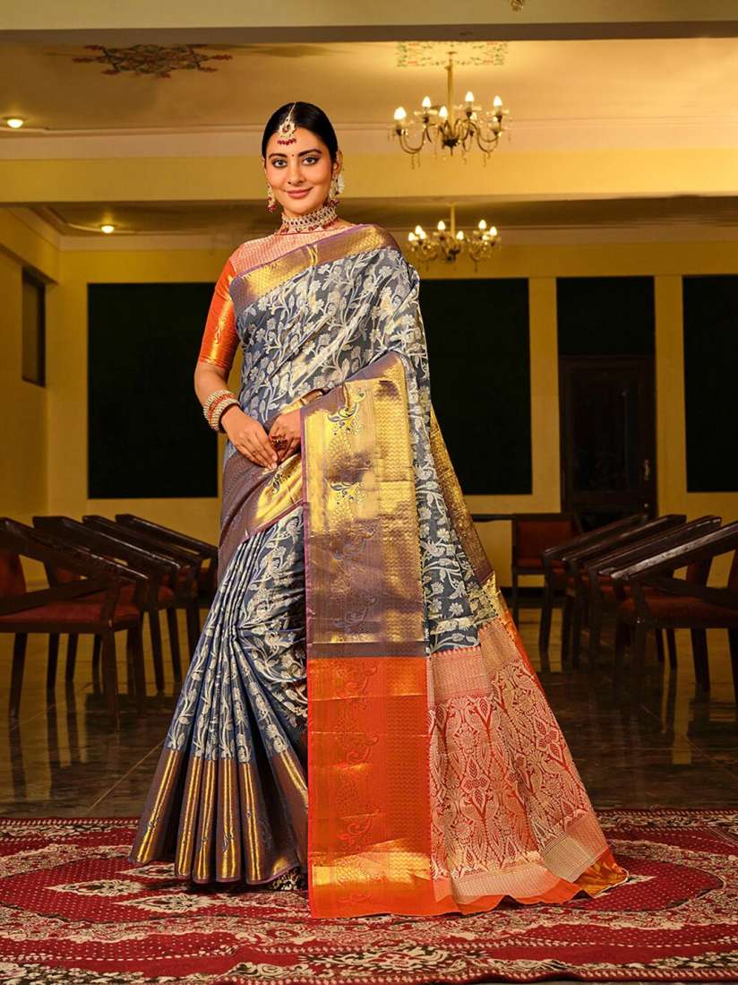 Buy JUST FASHION Woven Design Zari Kanjeevaram Saree Sarees for Women 27674662 Myntra