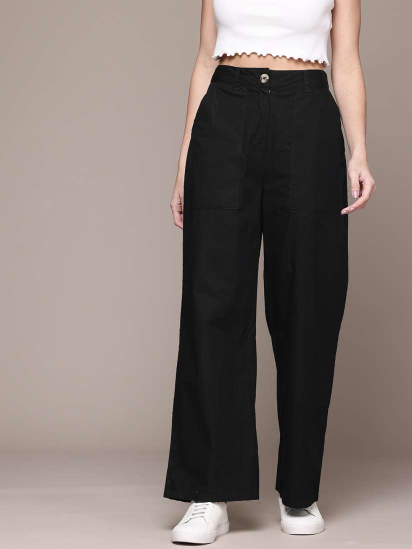 Buy The Roadster Lifestyle Co. Women Pure Cotton Trousers Trousers for Women 27708890 Myntra