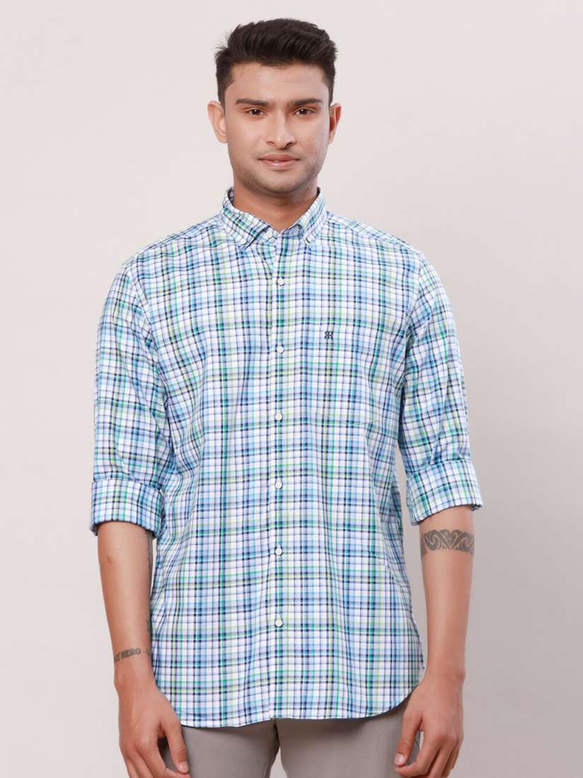 Buy Raymond Men Checked Contemporary Fit Cotton Casual Shirt Shirts for Men 27719524 Myntra