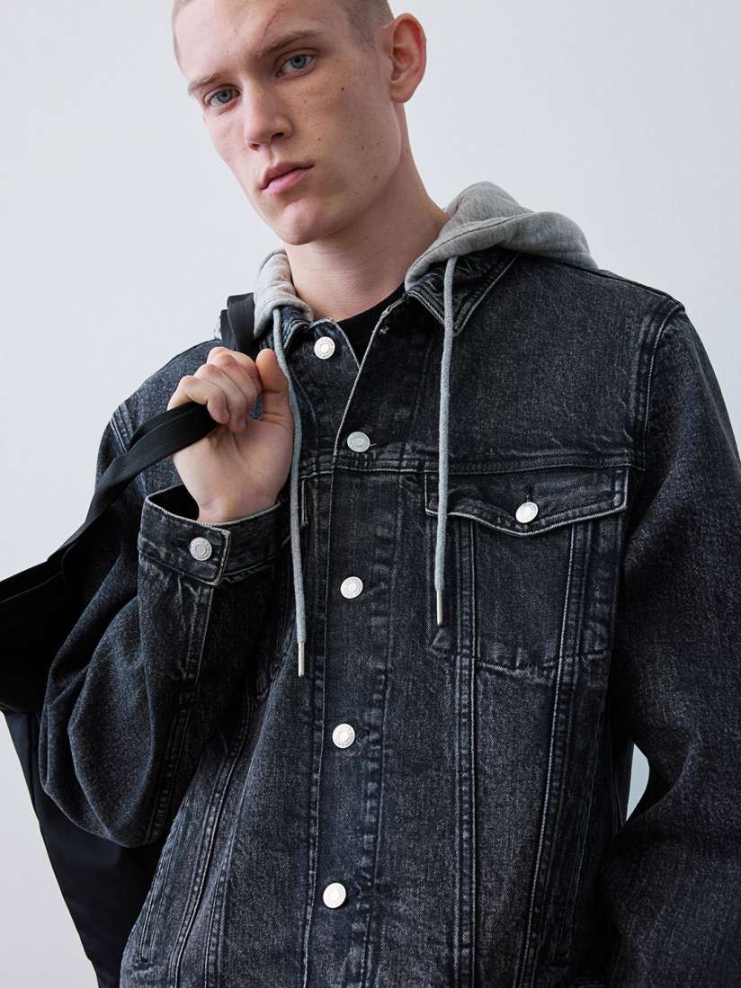 H&m hooded denim jacket hot sale
