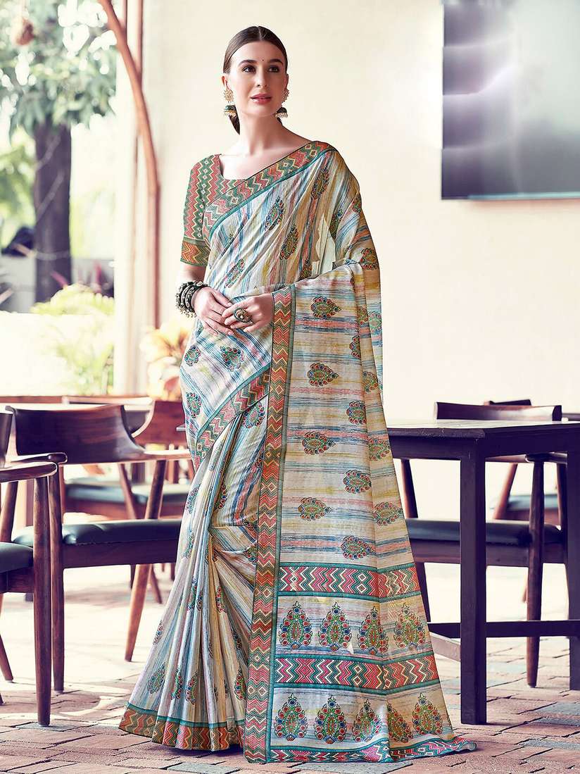 Buy SANSKAR Floral Print Ethnic Motifs Cotton Silk Saree Sarees for Women 27733572 Myntra