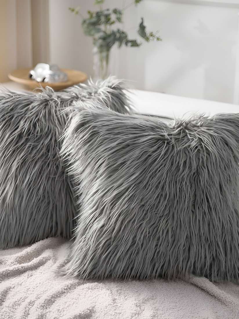 Grey fur cushion covers best sale