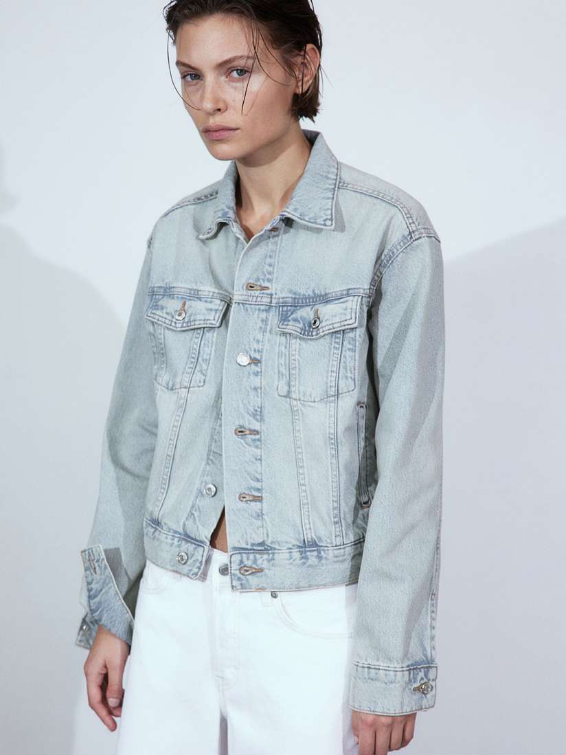 Buy H M Pure Cotton Short Denim Jacket Jackets for Women 27747248 Myntra