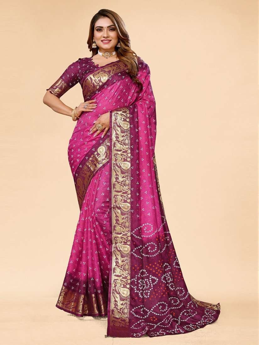 Buy Bandhanivilla Bandhani Printed Zari Bandhani Saree Sarees for Women 27749118 Myntra