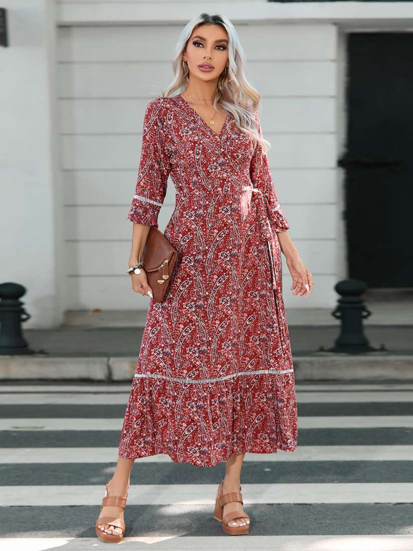 Buy StyleCast Red White Abstract Print Cotton Wrap Dress Dresses for Women 27756636 Myntra