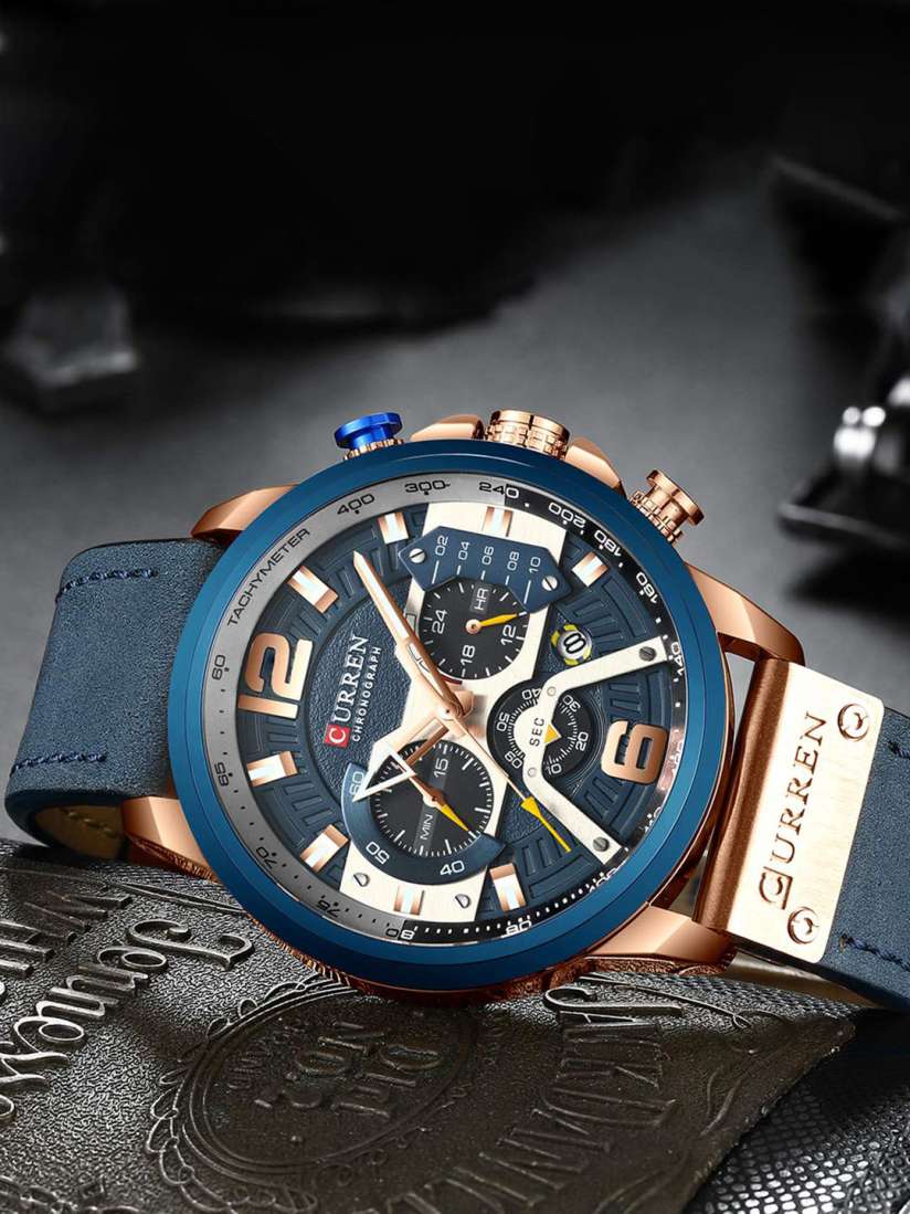 Buy Curren Men Round Dial Leather Straps Chronograph Analogue Watch CR 00001 1 Watches for Men 27757936 Myntra