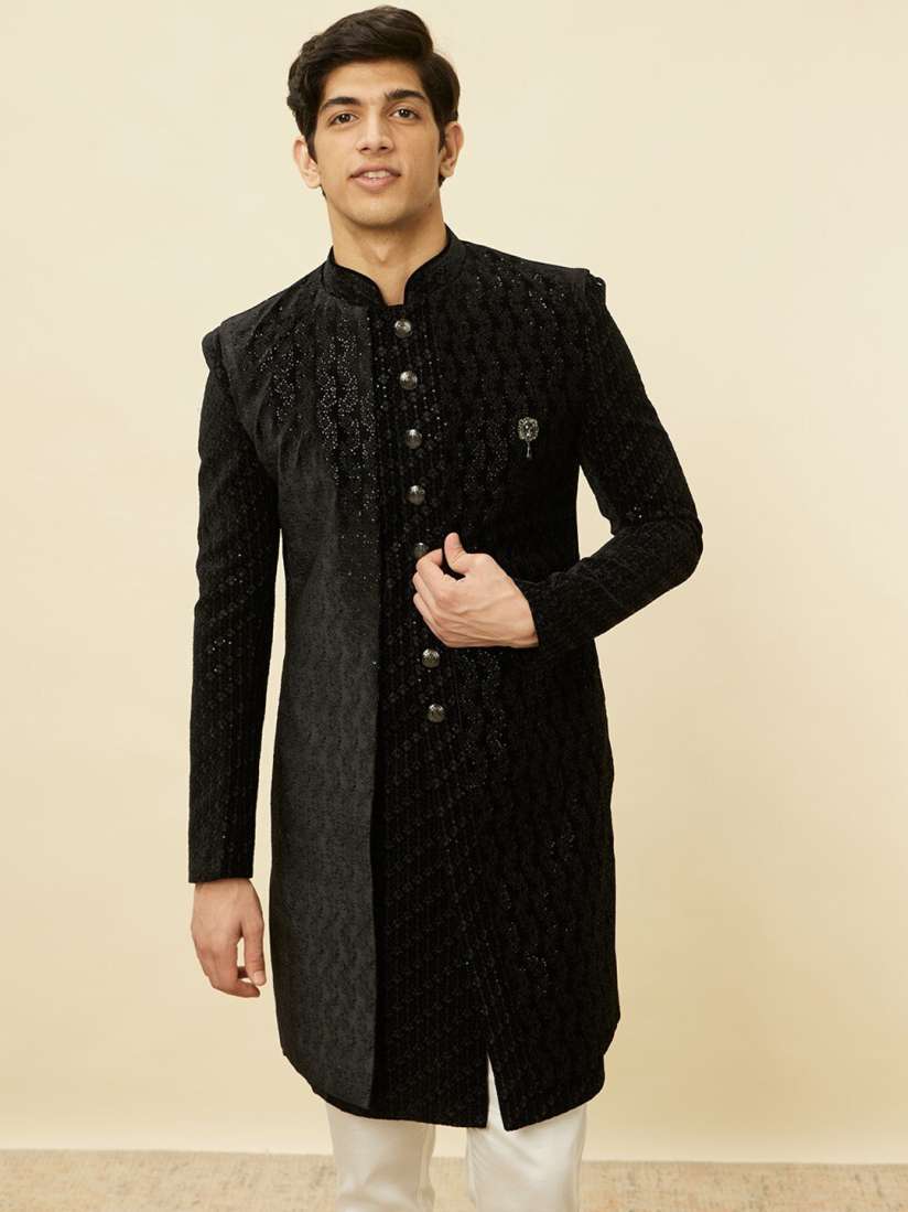Buy Manyavar Embroidered Indo Western Sherwani Set Sherwani for Men 27763336 Myntra
