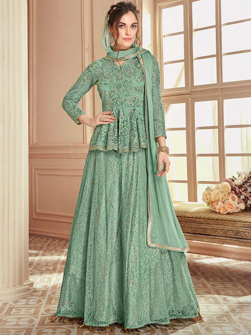 Embroidered semi stitched dress outlet