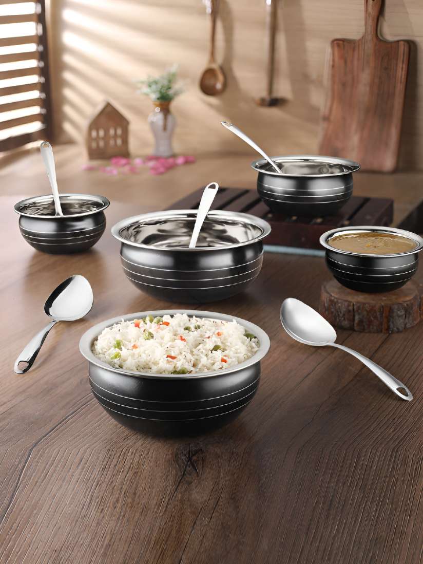 Buy Classic Essentials Black Stainless Steel Induction Base Cooking Handi Serving Handi for Unisex 27767386 Myntra