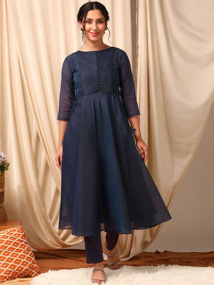 Boat neck anarkali dress top