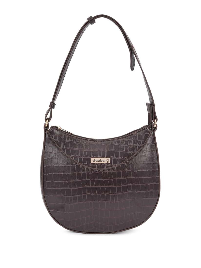 Buy DressBerry Brown Textured Half Moon Hobo Bag Handbags for Women 27782824 Myntra