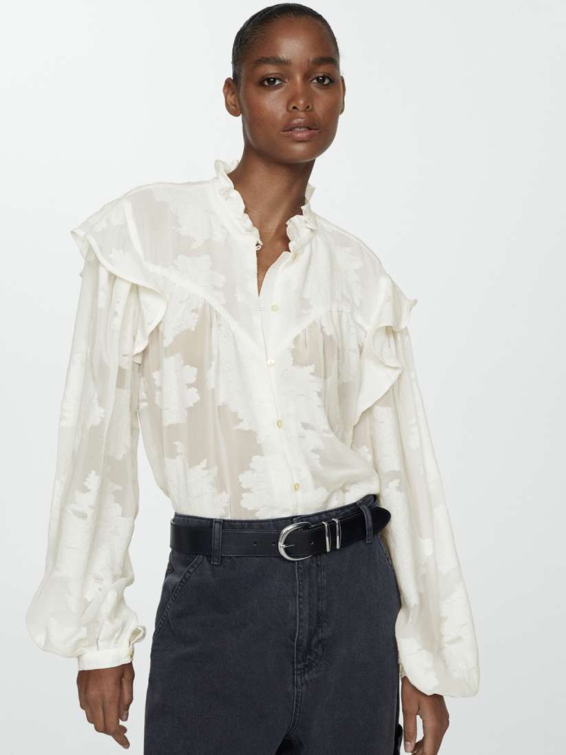 Buy MANGO Ruffles Detail Self Designed Shirt Style Top Tops for Women 27784984 Myntra