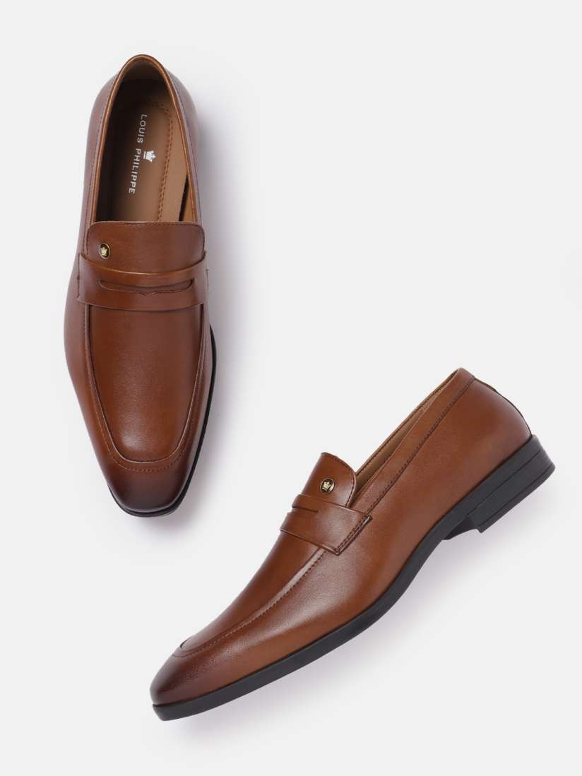 Louis philippe tan loafers shop